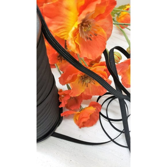 USA Made 1/4" Black Elastic, Or 3/8", Ten Yards, Also In White / Costuming - Picture 2 of 9
